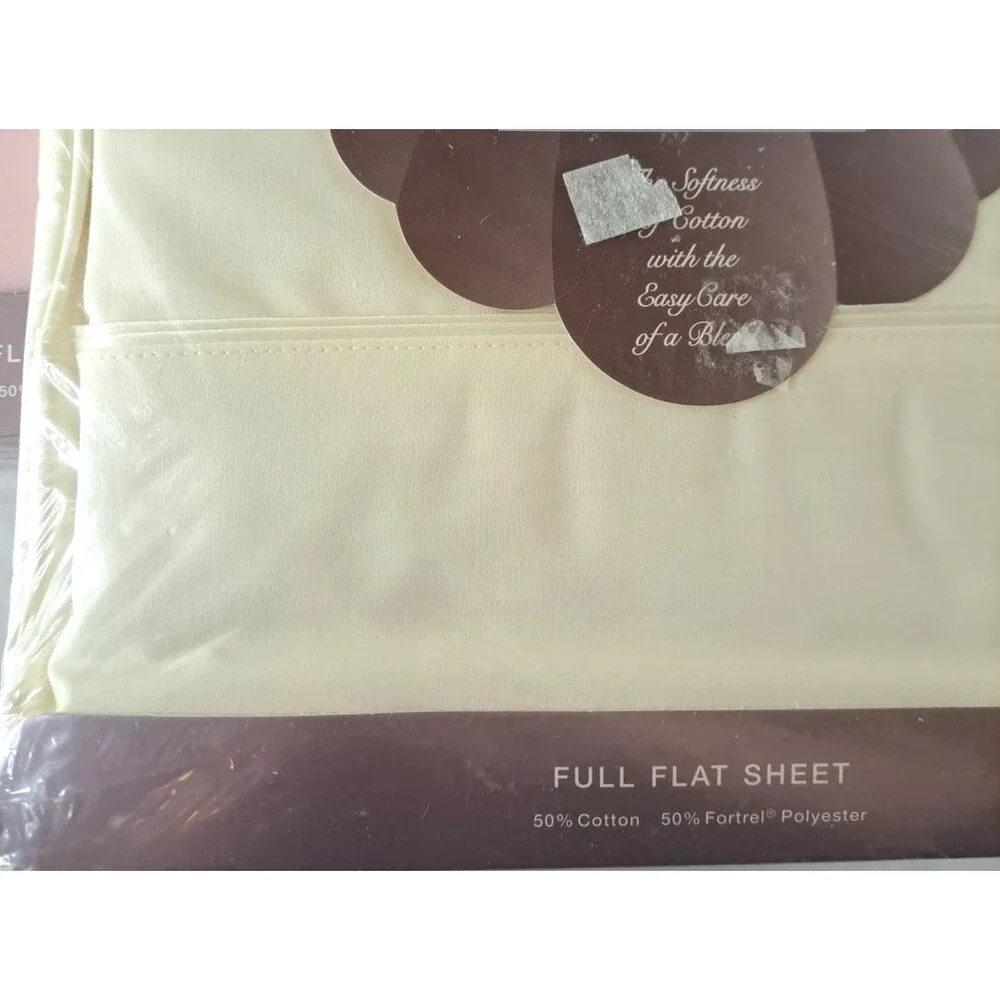 NEW Cannon Sure Soft Full Flat Sheet Lot of 3 Satin Trim Pink Yellow Blue VTG